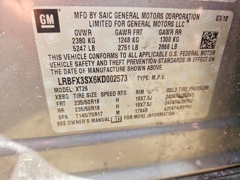 Aukcja sprzedaży 2019 Buick Envision, vin: LRBFX3SX6KD002573, numer aukcji: 46993186