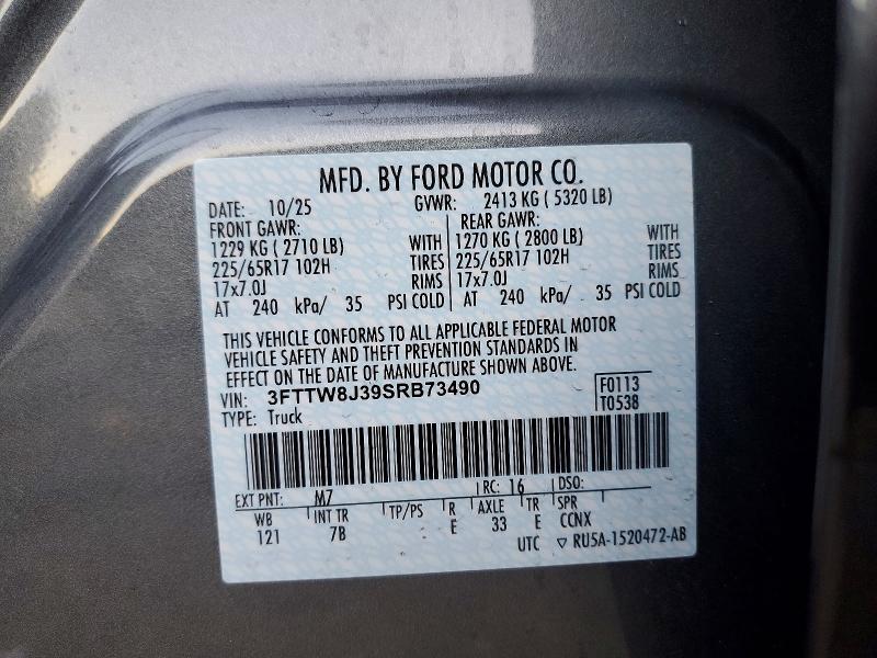Продажа на аукционе авто 2025 Ford Maverick, vin: 3FTTW8J39SRB73490, номер лота: 79837005