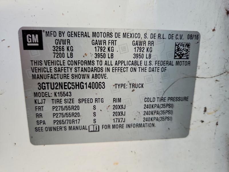 Продажа на аукционе авто 2017 Gmc Sierra, vin: 3GTU2NEC5HG140063, номер лота: 41608356