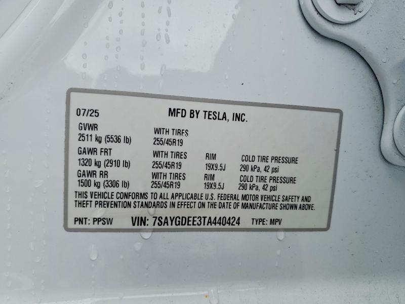 2026 Tesla Model Y მანქანა იყიდება აუქციონზე, vin: 7SAYGDEE3TA440424, აუქციონის ნომერი: 47878606