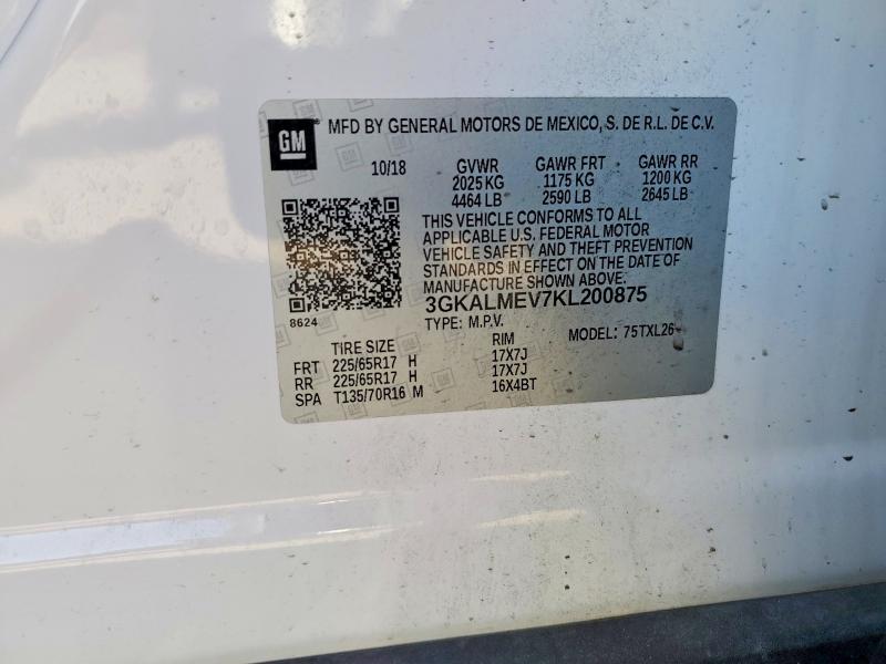 2019 Gmc Terrain მანქანა იყიდება აუქციონზე, vin: 3GKALMEV7KL200875, აუქციონის ნომერი: 46743926