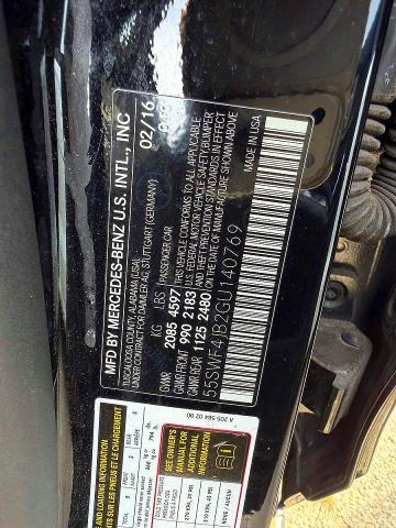 48315246 :رقم المزاد ، 55SWF4JB2GU140769 vin ، 2016 Mercedes-benz C مزاد بيع