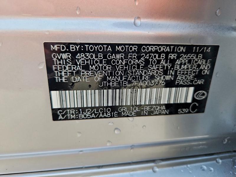 Aukcja sprzedaży 2015 Lexus Gs 350, vin: JTHBE1BL7FA003776, numer aukcji: 79368355