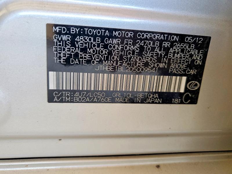 Aukcja sprzedaży 2013 Lexus Gs 350, vin: JTHBE1BL2D5009541, numer aukcji: 46112346