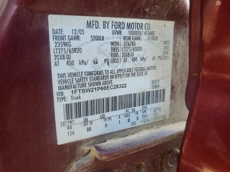 79218685 :رقم المزاد ، 1FTSW21P66EC28322 vin ، 2006 Ford F250 مزاد بيع