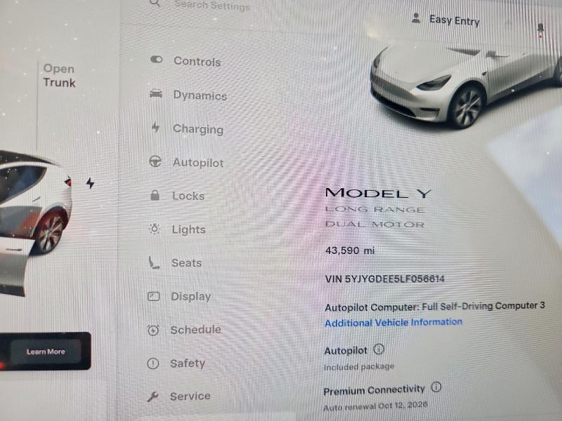 Aukcja sprzedaży 2020 Tesla Model Y, vin: 5YJYGDEE5LF056614, numer aukcji: 79588185