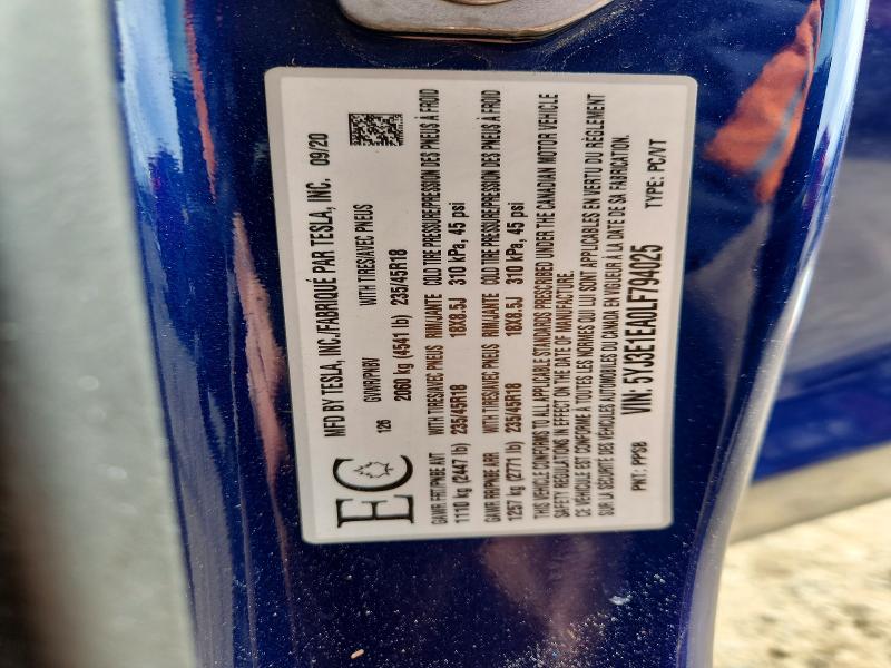 Aukcja sprzedaży 2020 Tesla Model 3, vin: 5YJ3E1EA0LF794025, numer aukcji: 47762266