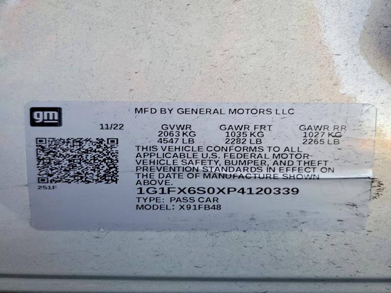Продажа на аукционе авто 2023 Chevrolet Bolt Ev, vin: 1G1FX6S0XP4120339, номер лота: 46396856