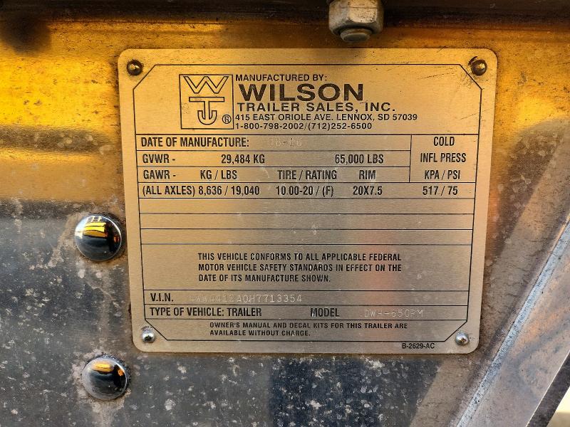 Aukcja sprzedaży 2017 Wilson Trailer Co. Wilson Trailer Co., vin: 4WW4412A0H7713354, numer aukcji: 52589146