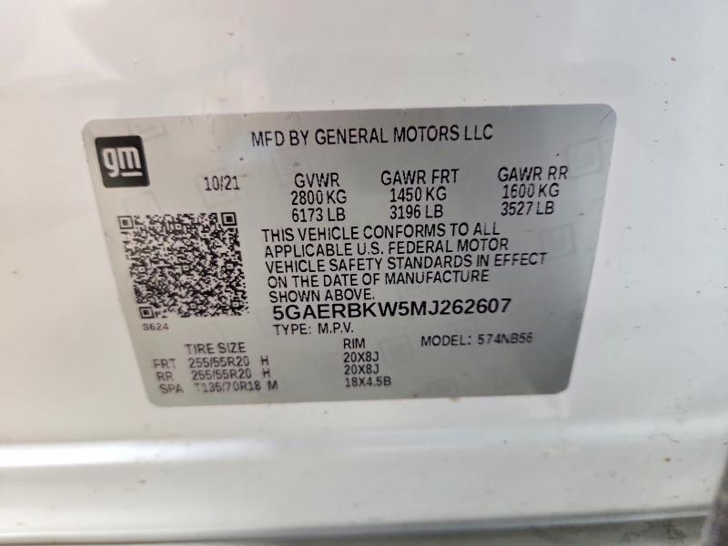 46035116 :رقم المزاد ، 5GAERBKW5MJ262607 vin ، 2021 Buick Enclave مزاد بيع