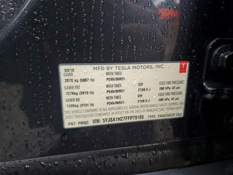 79807595 :رقم المزاد ، 5YJSA1H27FFP79165 vin ، 2015 Tesla Model S مزاد بيع