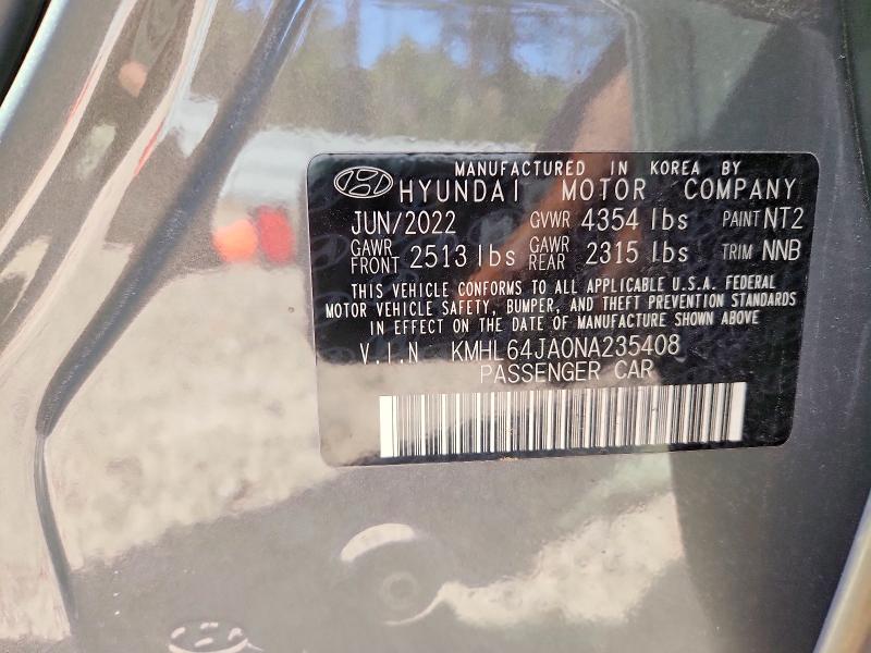 Продажа на аукционе авто 2022 Hyundai Sonata, vin: KMHL64JA0NA235408, номер лота: 48184306