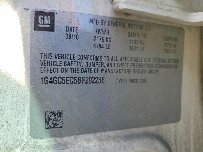 2011 Buick Lacrosse მანქანა იყიდება აუქციონზე, vin: 1G4GC5EC5BF202236, აუქციონის ნომერი: 47602986