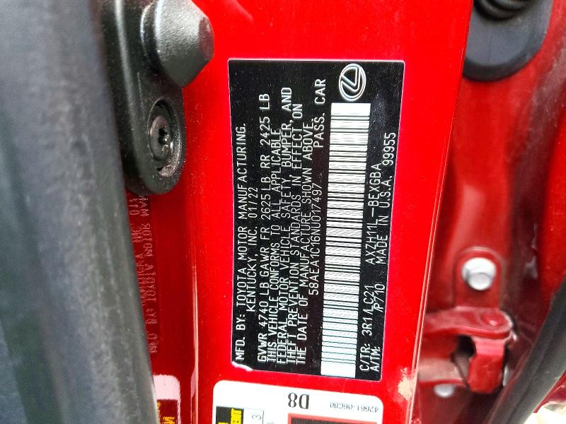 Продажа на аукционе авто 2022 Lexus Es 300h, vin: 58AEA1C16NU017497, номер лота: 46663056