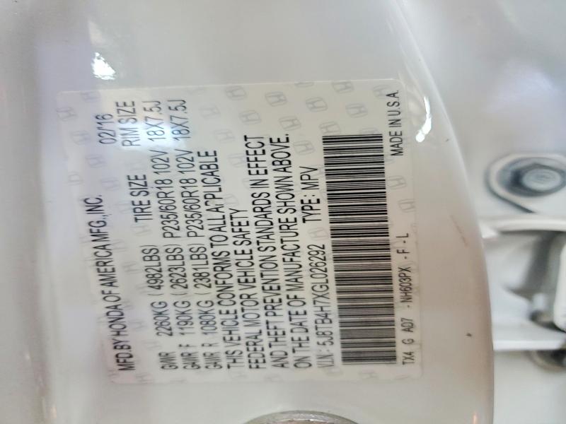 46020956 :رقم المزاد ، 5J8TB4H7XGL026292 vin ، 2016 Acura Rdx مزاد بيع