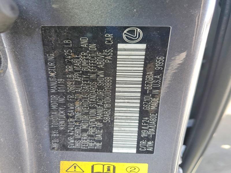 2019 Lexus Es 350 მანქანა იყიდება აუქციონზე, vin: 58ABZ1B10KU019898, აუქციონის ნომერი: 47772886