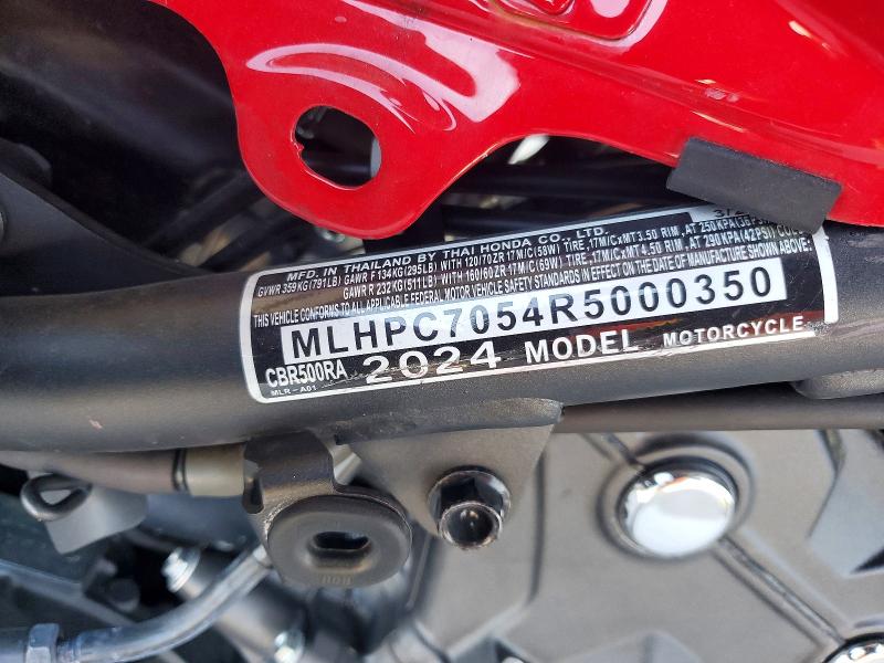47409916 :رقم المزاد ، MLHPC7054R5000350 vin ، 2024 Honda Cbr500 مزاد بيع