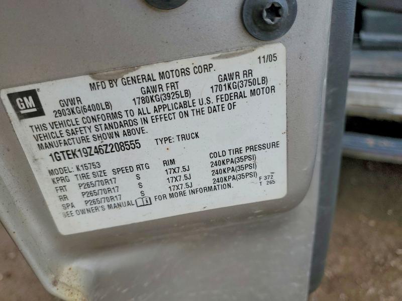 47500776 :رقم المزاد ، 1GTEK19Z46Z208555 vin ، 2006 Gmc New Sierra مزاد بيع