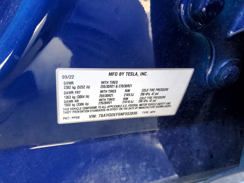 Продаж на аукціоні авто 2022 Tesla Model Y, vin: 7SAYGDEF6NF553895, номер лоту: 79767445