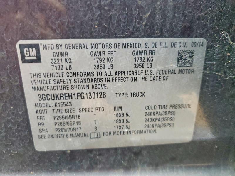 2015 Chevrolet Silverado მანქანა იყიდება აუქციონზე, vin: 3GCUKREH1FG130128, აუქციონის ნომერი: 79464295