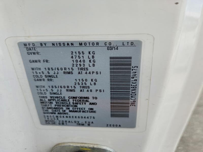 Aukcja sprzedaży 2014 Nissan Nv200, vin: 3N6CM0KN8EK694475, numer aukcji: 45545336