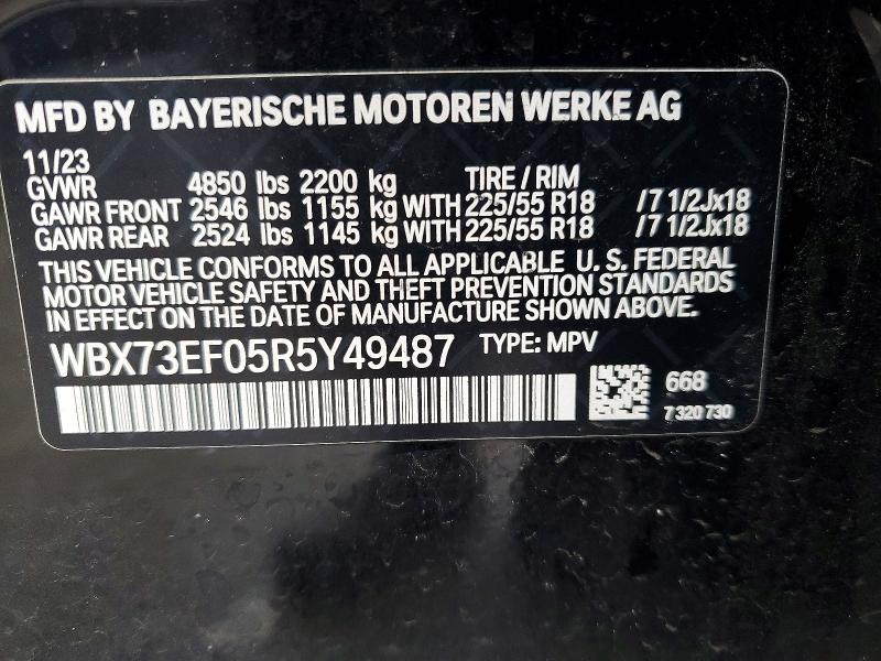 2024 Bmw X1 მანქანა იყიდება აუქციონზე, vin: WBX73EF05R5Y49487, აუქციონის ნომერი: 45947876