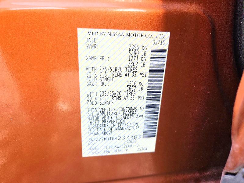 Aukcja sprzedaży 2015 Nissan Murano, vin: 5N1AZ2MH1FN237383, numer aukcji: 45495336