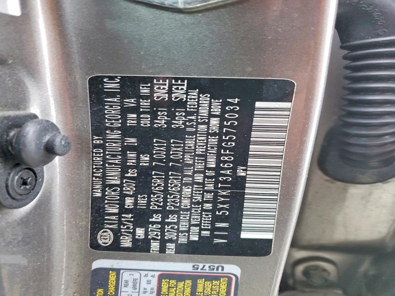 41898376 :رقم المزاد ، 5XYKT3A68FG575034 vin ، 2015 Kia Sorento مزاد بيع