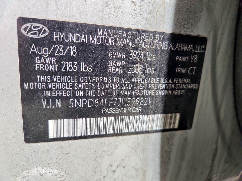 47154756 :رقم المزاد ، 5NPD84LF7JH399821 vin ، 2018 Hyundai Elantra مزاد بيع
