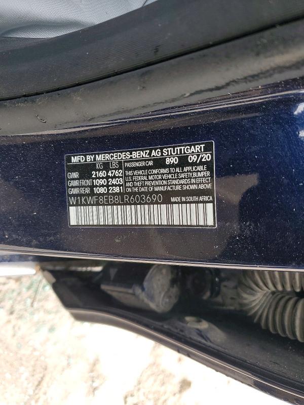 Продажа на аукционе авто 2020 Mercedes-benz C, vin: W1KWF8EB8LR603690, номер лота: 45556346