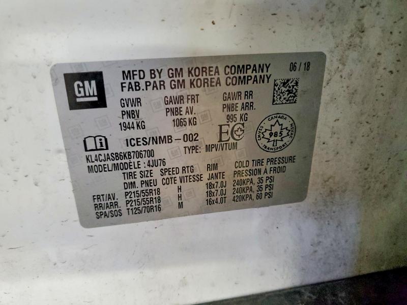 Aukcja sprzedaży 2019 Buick Encore, vin: KL4CJASB6KB706700, numer aukcji: 45541116