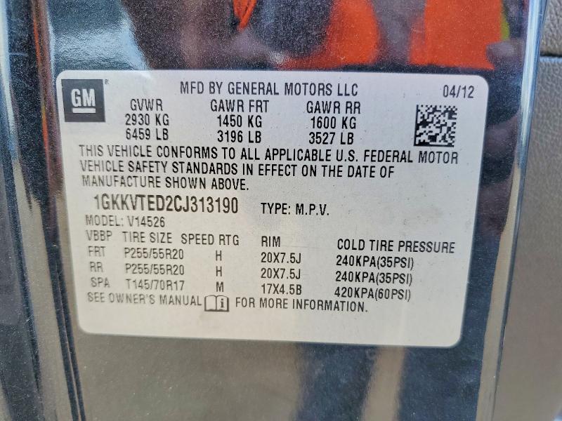 2012 Gmc Acadia მანქანა იყიდება აუქციონზე, vin: 1GKKVTED2CJ313190, აუქციონის ნომერი: 41660946