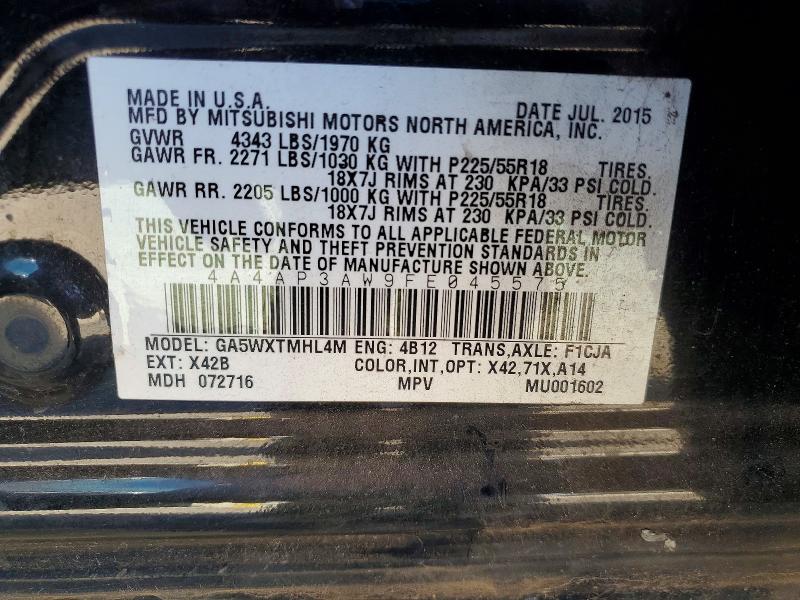 79666225 :رقم المزاد ، 4A4AP3AW9FE045575 vin ، 2015 Mitsubishi Outlander Sport مزاد بيع