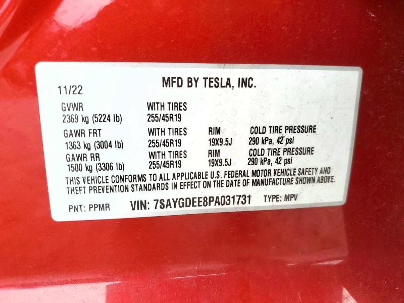 Продажа на аукционе авто 2023 Tesla Model Y, vin: 7SAYGDEE8PA031731, номер лота: 46094726