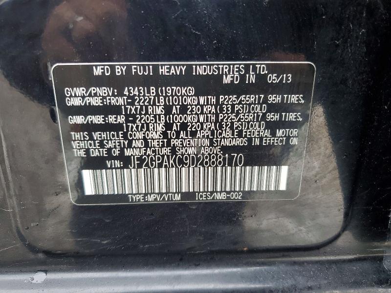 47786286 :رقم المزاد ، JF2GPAKC9D2888170 vin ، 2013 Subaru Xv Crosstrek مزاد بيع