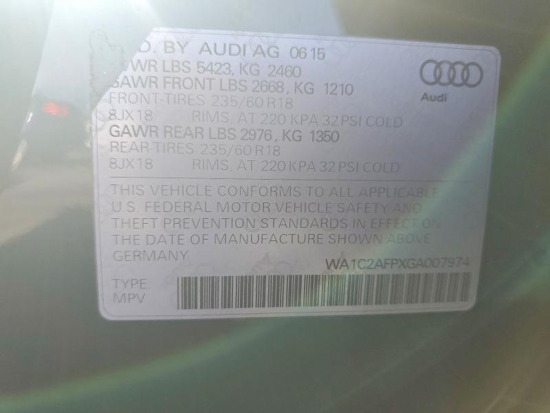 Продаж на аукціоні авто 2016 Audi Q5, vin: WA1C2AFPXGA007974, номер лоту: 46400256