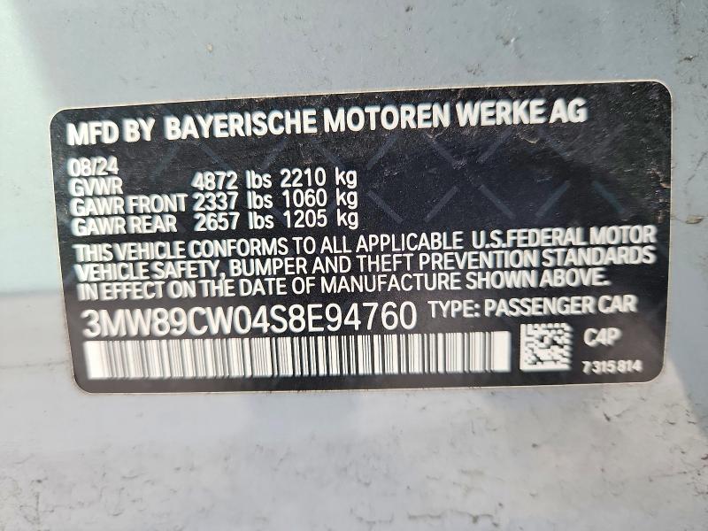 Aukcja sprzedaży 2025 Bmw 330xi, vin: 3MW89CW04S8E94760, numer aukcji: 48310106