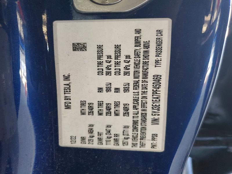 45820516 :رقم المزاد ، 5YJ3E1EA7PF450469 vin ، 2023 Tesla Model 3 مزاد بيع