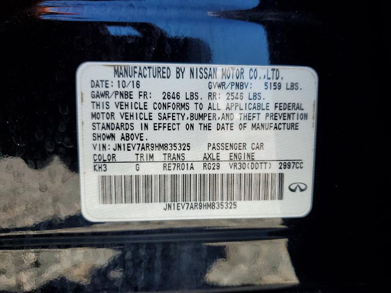 Продаж на аукціоні авто 2017 Infiniti Q50, vin: JN1EV7AR9HM835325, номер лоту: 46736996