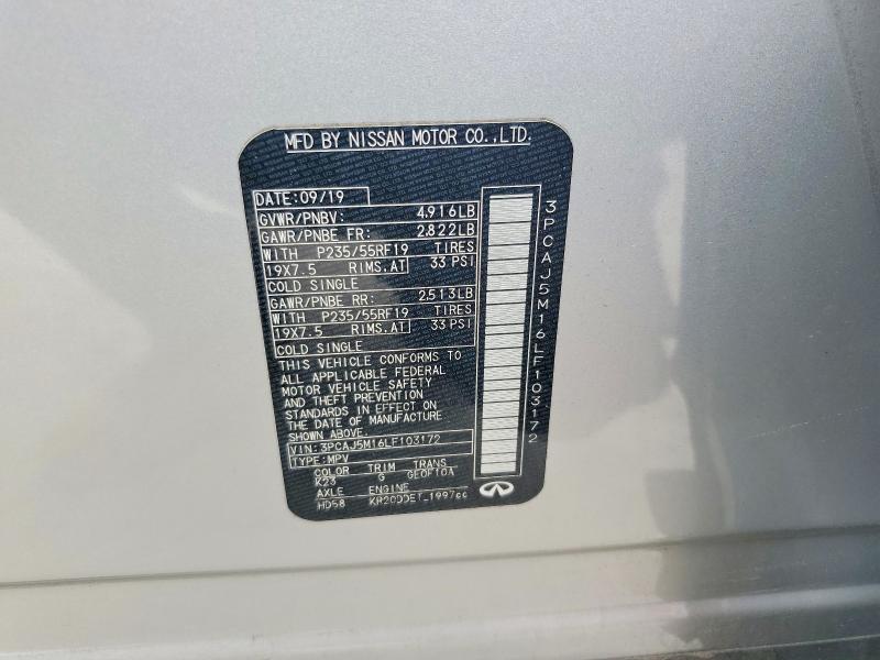 Aukcja sprzedaży 2020 Infiniti Qx50, vin: 3PCAJ5M16LF103172, numer aukcji: 41834166
