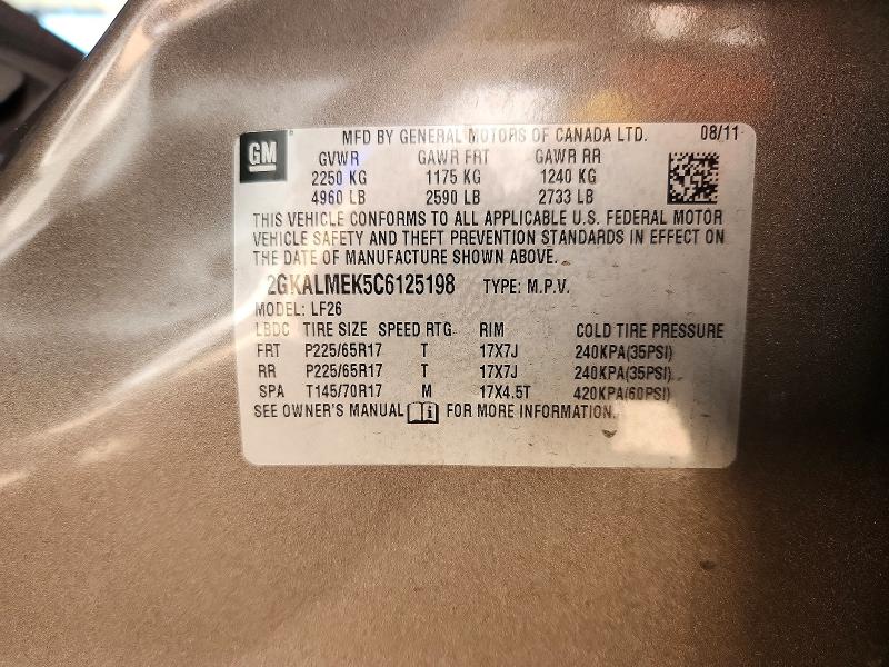 2012 Gmc Terrain მანქანა იყიდება აუქციონზე, vin: 2GKALMEK5C6125198, აუქციონის ნომერი: 79468235