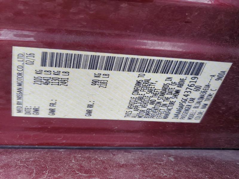 Aukcja sprzedaży 2016 Nissan Maxima, vin: 1N4AA6AP5GC437619, numer aukcji: 46953056