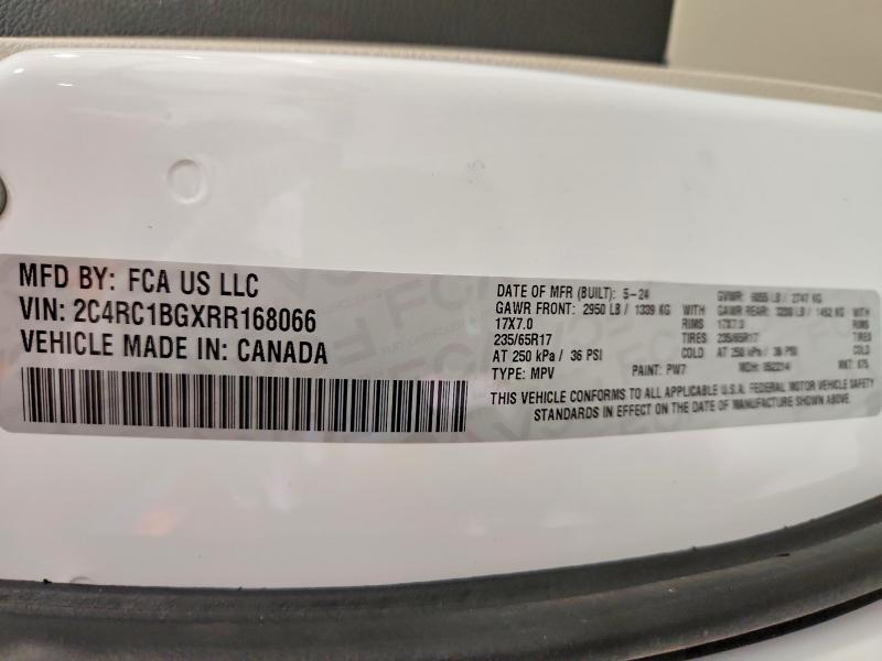 2024 Chrysler Pacifica მანქანა იყიდება აუქციონზე, vin: 2C4RC1BGXRR168066, აუქციონის ნომერი: 48158756