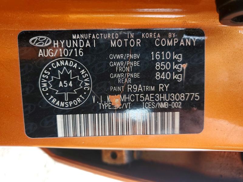 47170806 :رقم المزاد ، KMHCT5AE3HU308775 vin ، 2017 Hyundai Accent مزاد بيع