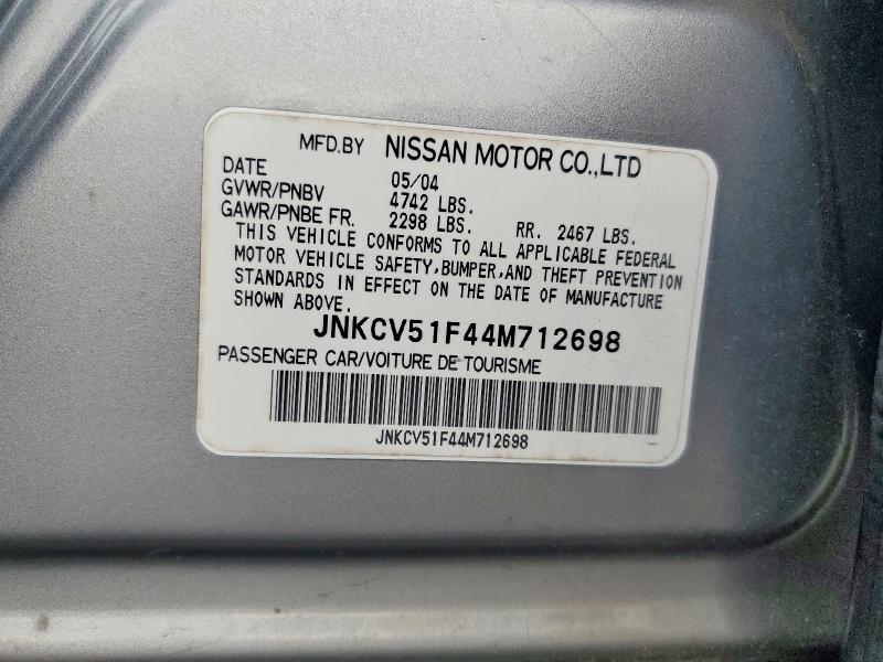 Aukcja sprzedaży 2004 Infiniti G35, vin: JNKCV51F44M712698, numer aukcji: 45858526