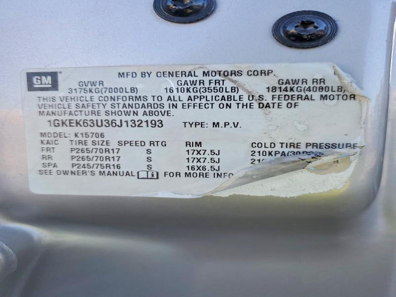 45840766 :رقم المزاد ، 1GKEK63U36J132193 vin ، 2006 Gmc Yukon مزاد بيع