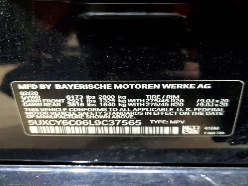 2020 Bmw X6 მანქანა იყიდება აუქციონზე, vin: 5UXCY6C06L9C37565, აუქციონის ნომერი: 46980926