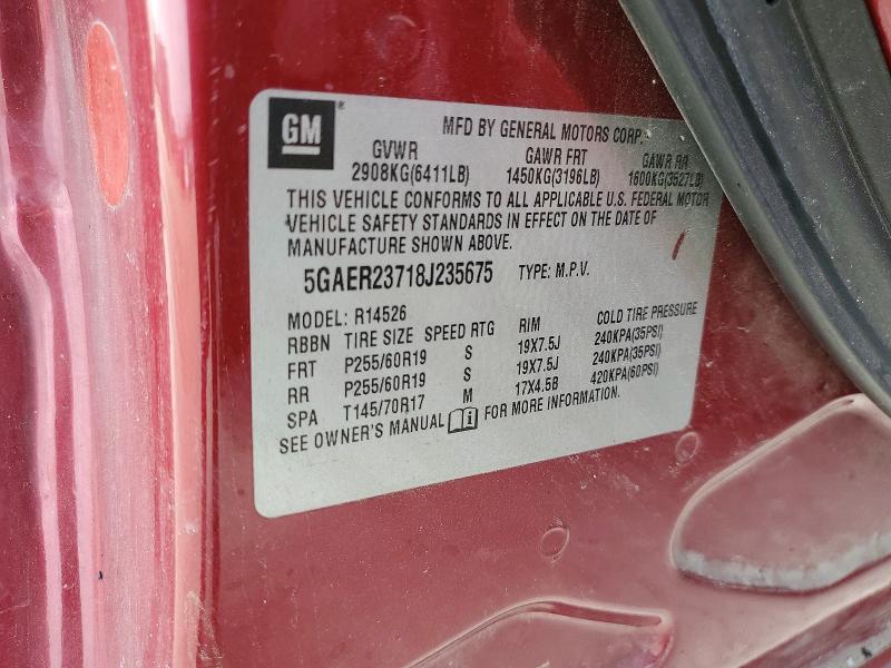 79638845 :رقم المزاد ، 5GAER23718J235675 vin ، 2008 Buick Enclave مزاد بيع