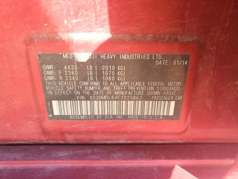 46933986 :رقم المزاد ، 4S3BMBL64E3023862 vin ، 2014 Subaru Legacy مزاد بيع