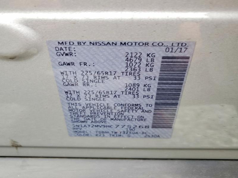 Aukcja sprzedaży 2017 Nissan Rogue, vin: 5N1AT2MV9HC775268, numer aukcji: 79162985